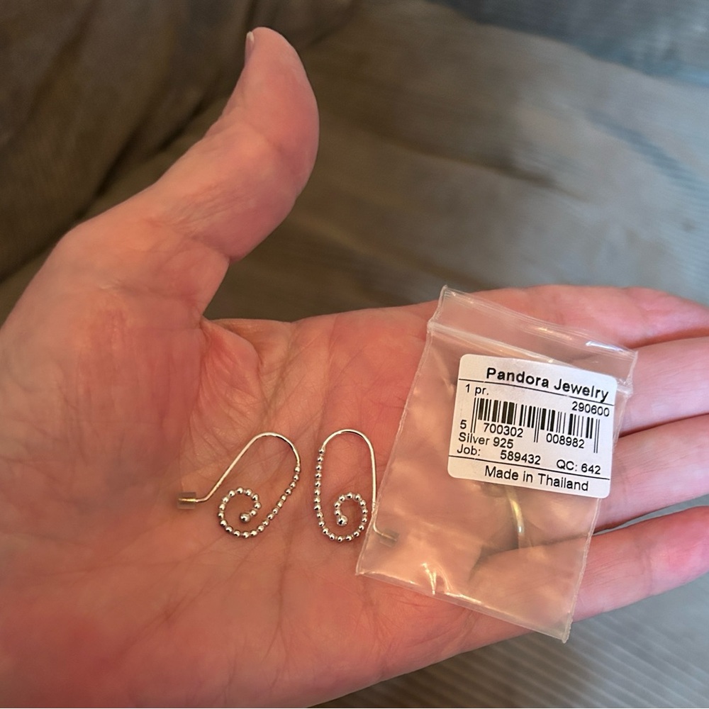 Pandora Sterling Silver Beaded Swirl Earwires